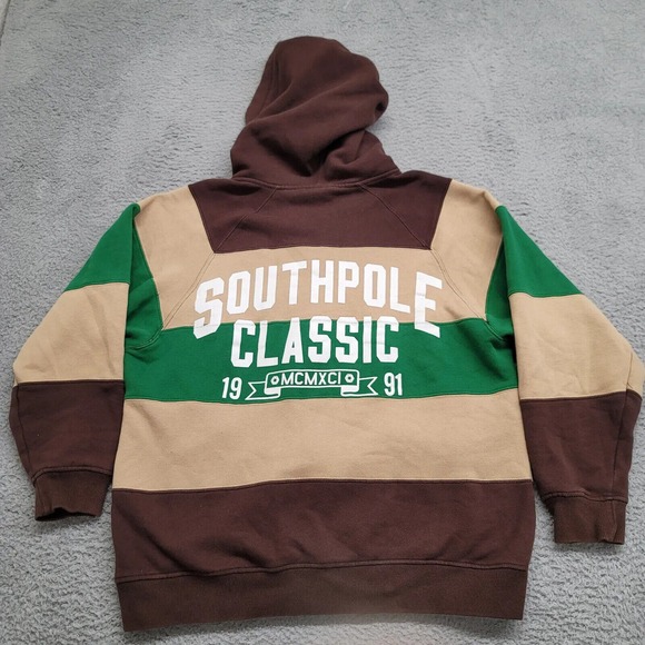 South Pole Jacket Mens Large Brown Tan Green Y2k 90s Vintage Spellout‎ Hip Hop - Picture 1 of 11